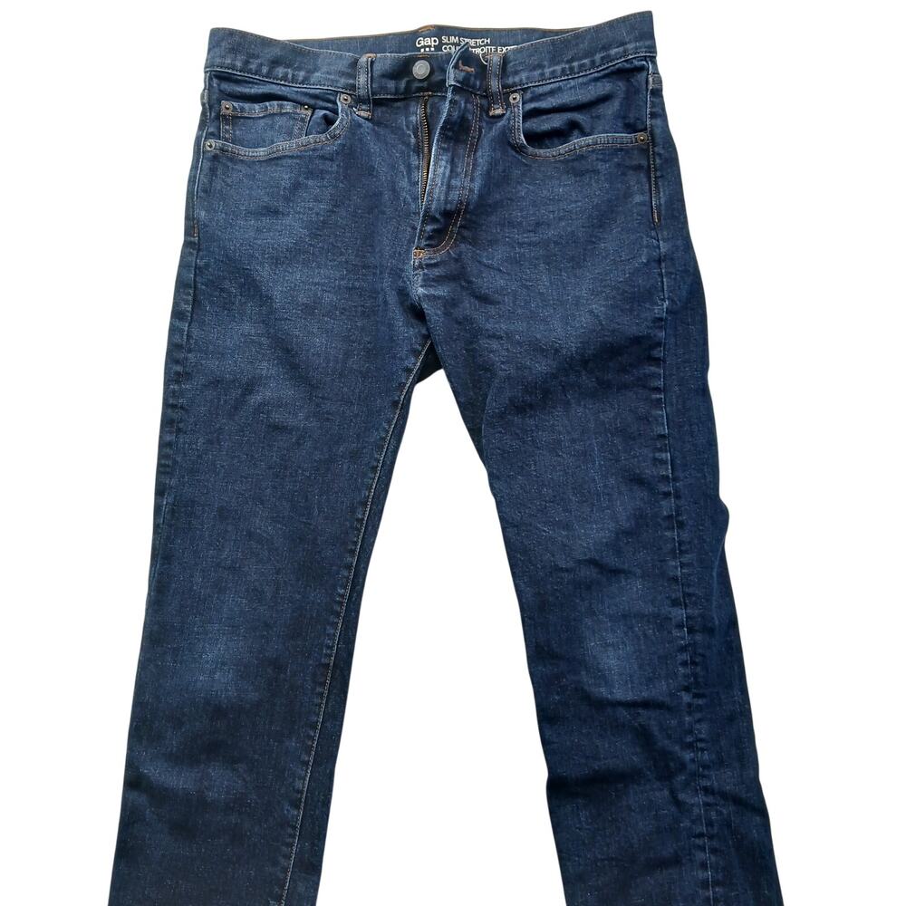 Gap Slim Stretch Mens Jeans Size 32 x 32 Dark Blue Five Pocket Denim